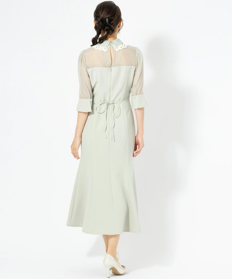 SNIDEL スナイデル ダブルカラーマーメイドドレス グリーン系 | 結婚式