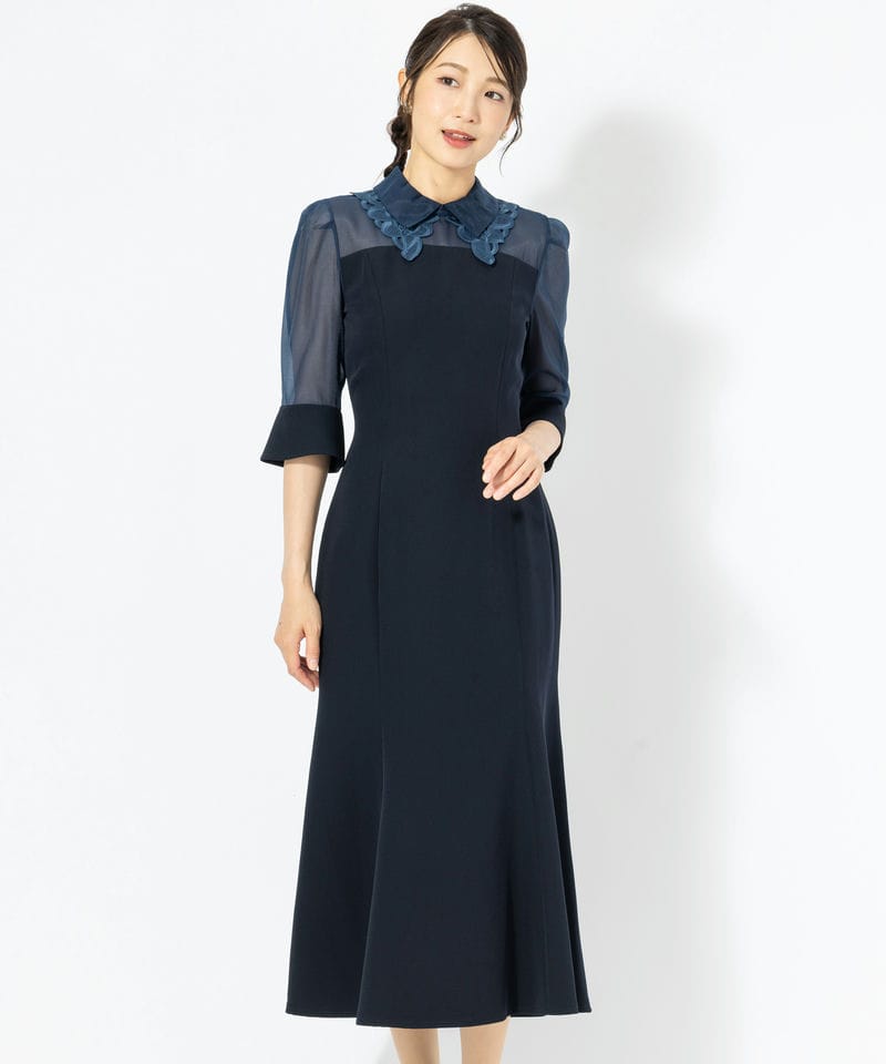 CELFORD セルフォード 刺繍カラータイトワンピース ネイビー系 | 結婚