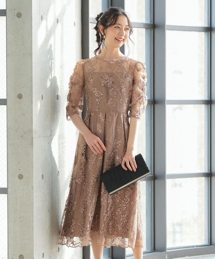 Dorry Doll ドリードール プリーツ×レース 7分袖ドレス その他 x