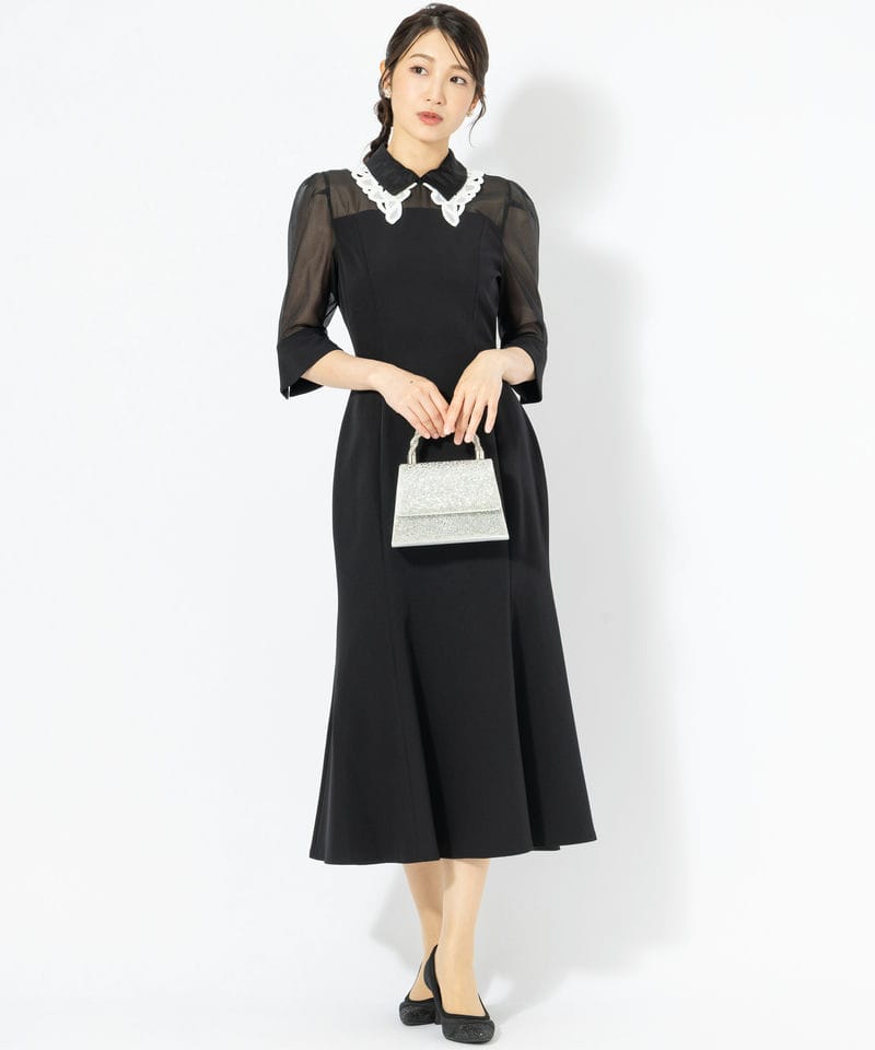 SNIDEL スナイデル ダブルカラーマーメイドドレス ブラック系 | 結婚式