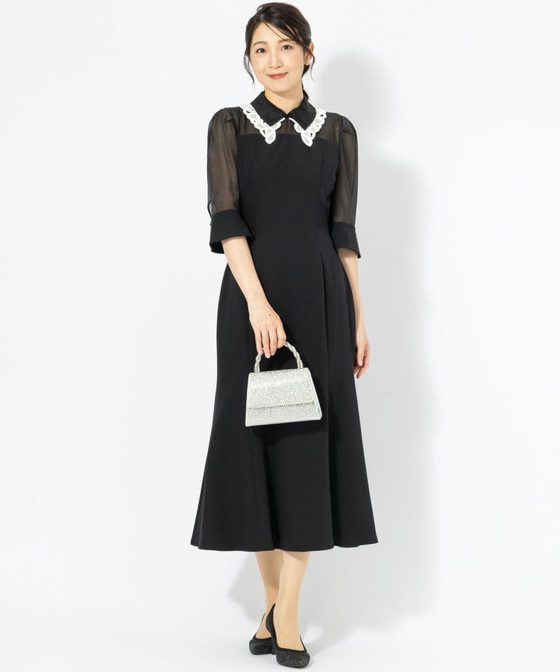 SNIDEL スナイデル ダブルカラーマーメイドドレス ブラック系 | 結婚式