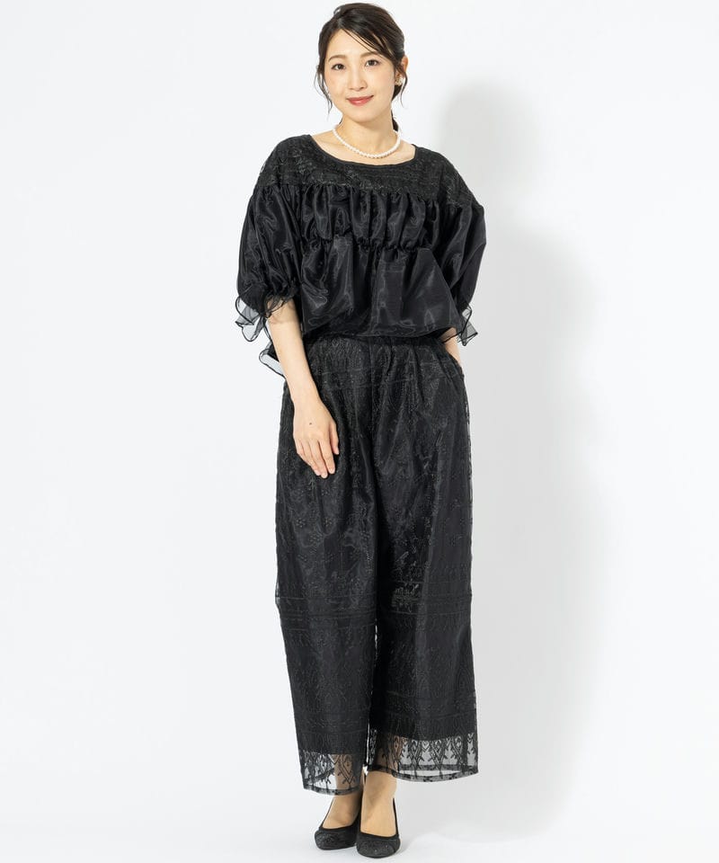 Select Shop ルナレースセットアップパンツドレス ブラック系 | 結婚式