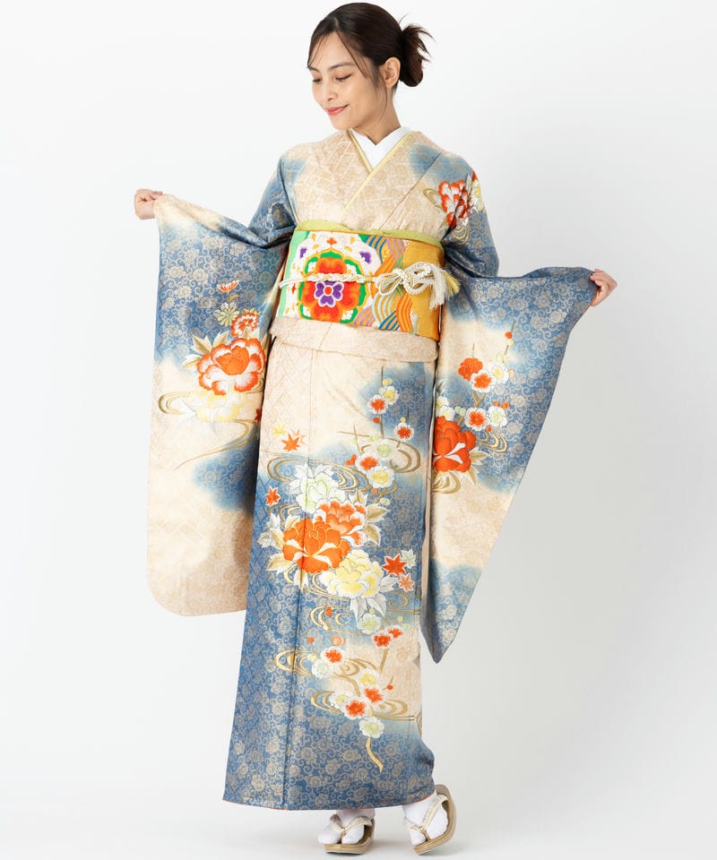 aus☆aya　やまと誂　振袖フルセット　美品　たたき染め 振袖／水面風 ‐ピンクグレー‐ | 振袖レンタル·購入や成人式の着付けは