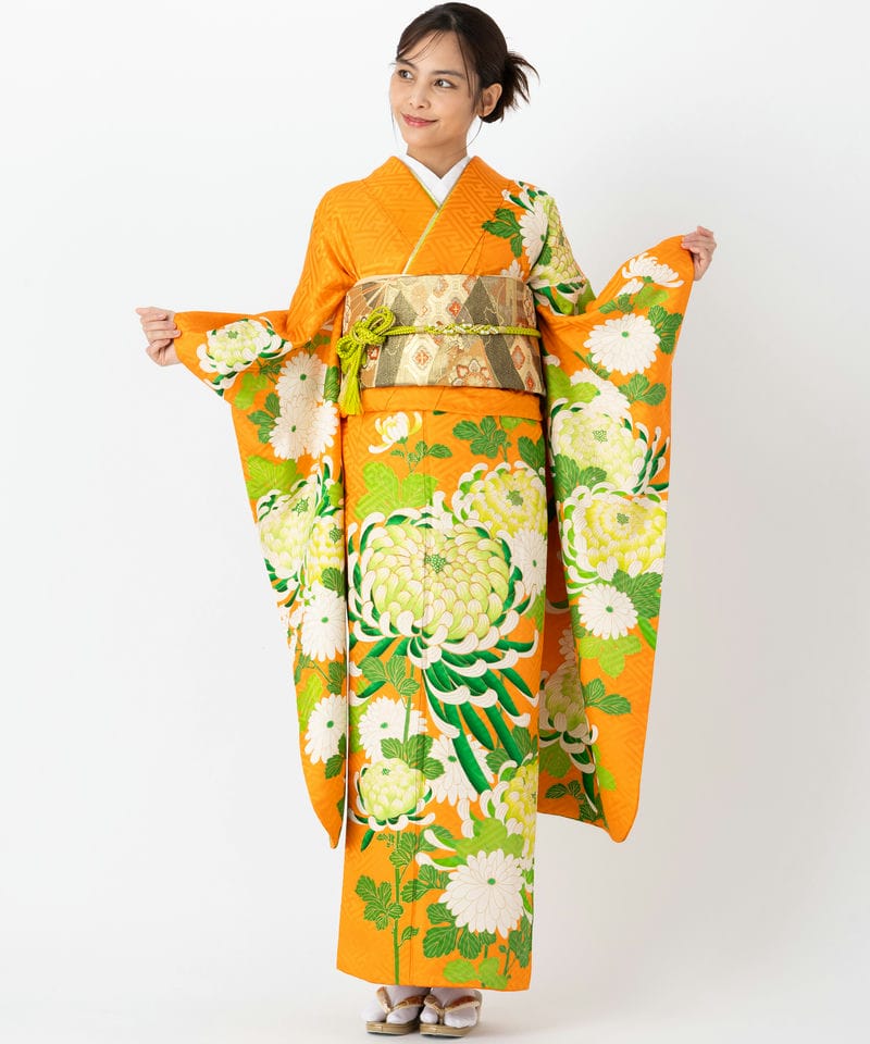 Select Shop 【振袖】緑菊 オレンジ系 | 結婚式パーティーのレンタル