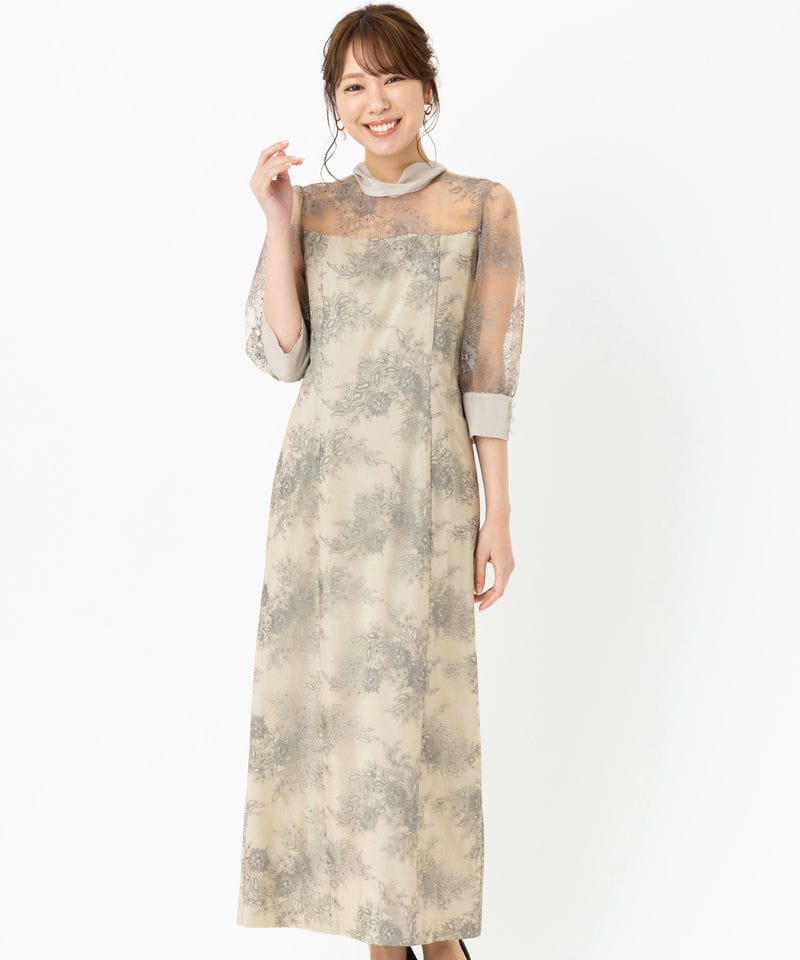 kaene カエン シャイニーレースリボンドレス ベージュ系 | 結婚式