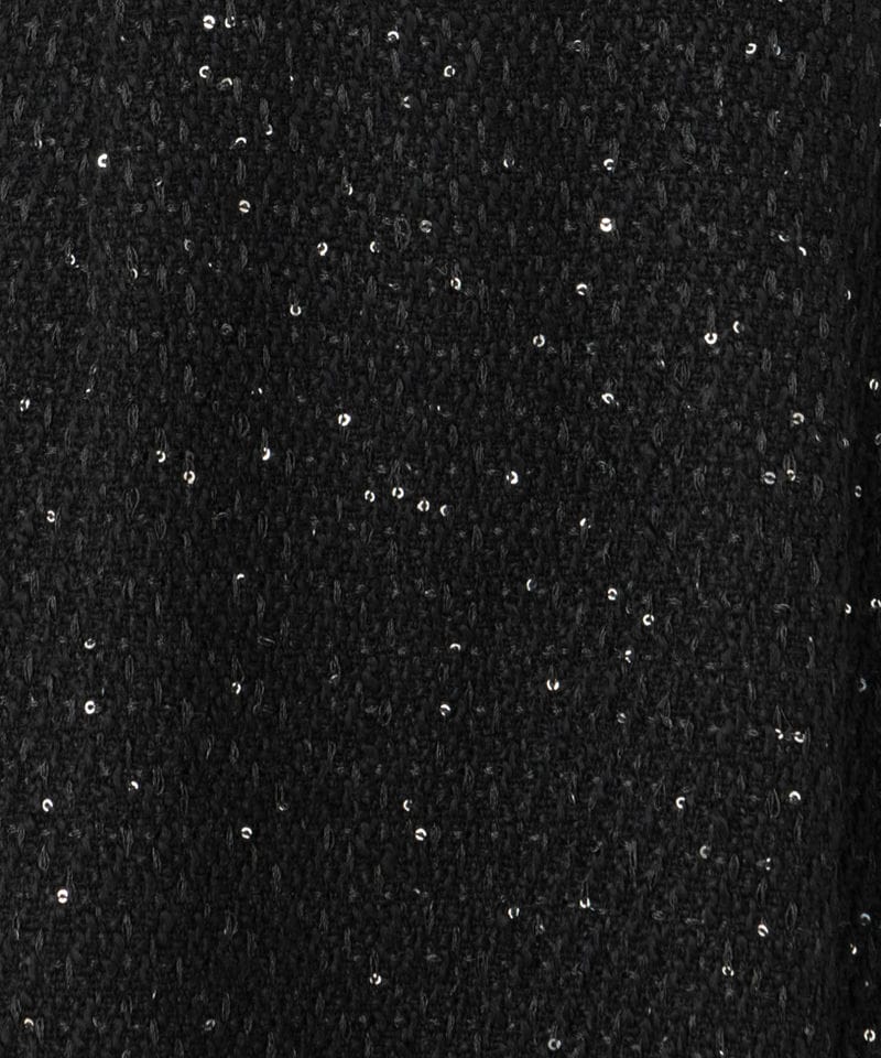 Leja レジャ 花柄レースカラースパンコール刺繍Aラインドレス ブラック