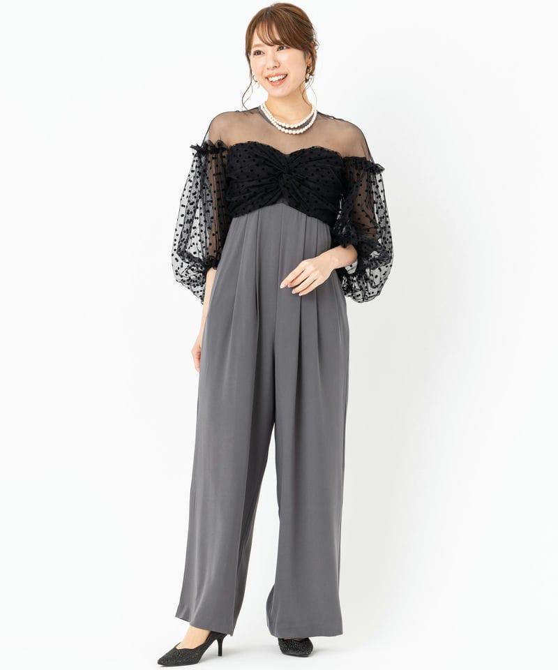 ANDRESD アンドレスド フロッキードットパンツドレス ブラック系 x