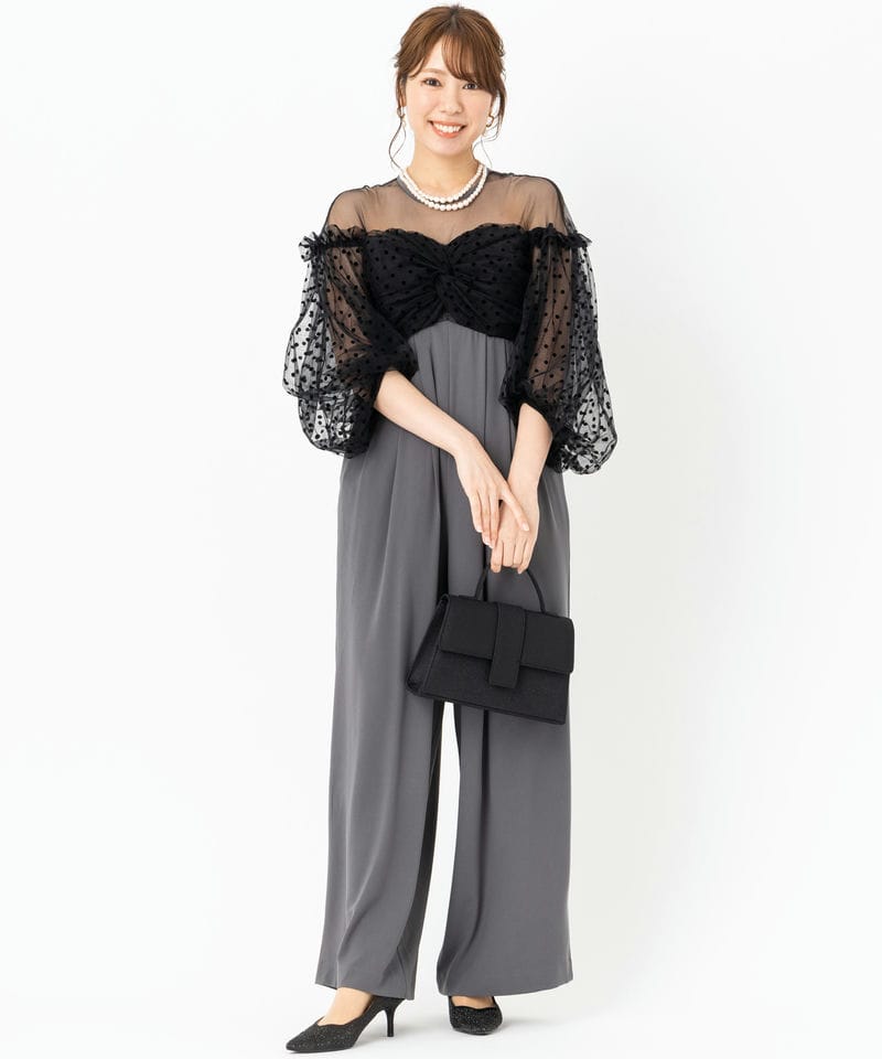 ANDRESD アンドレスド フロッキードットパンツドレス ブラック系 x