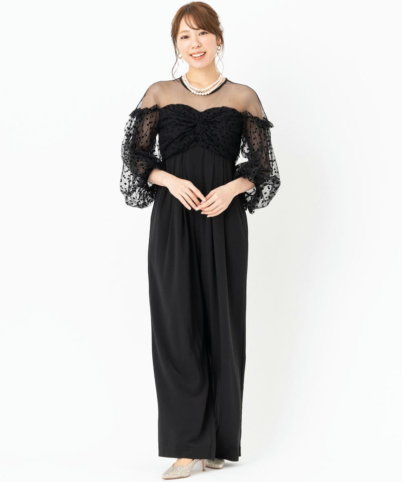 ANDRESD アンドレスド フロッキードットパンツドレス ブラック系