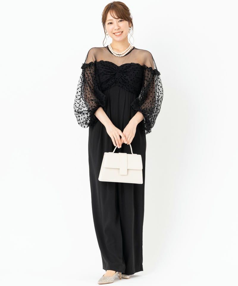 ANDRESD アンドレスド フロッキードットパンツドレス ブラック系