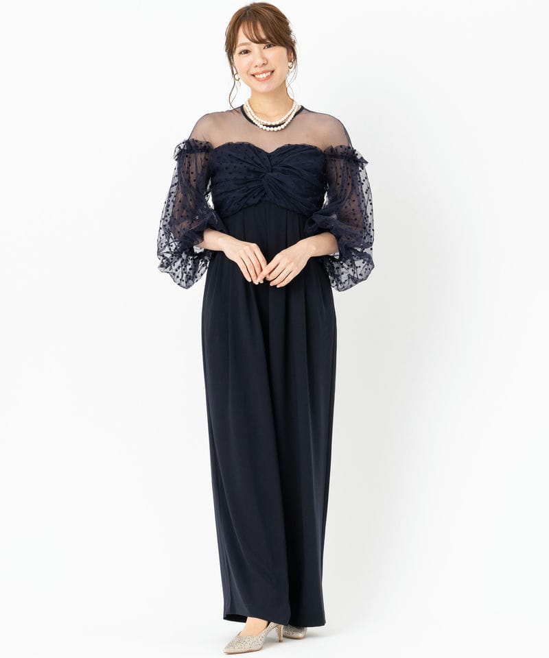 ANDRESD アンドレスド フロッキードットパンツドレス グレー系 x