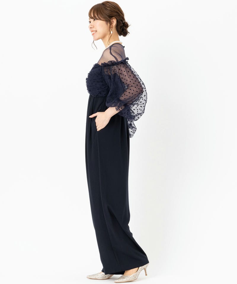 ANDRESD アンドレスド フロッキードットパンツドレス グレー系 x