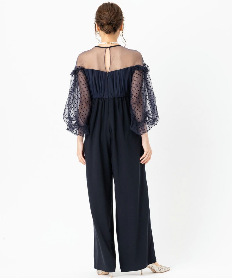 ANDRESD アンドレスド フロッキードットパンツドレス グレー系 x