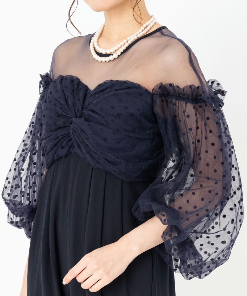 ANDRESD アンドレスド フロッキードットパンツドレス グレー系 x