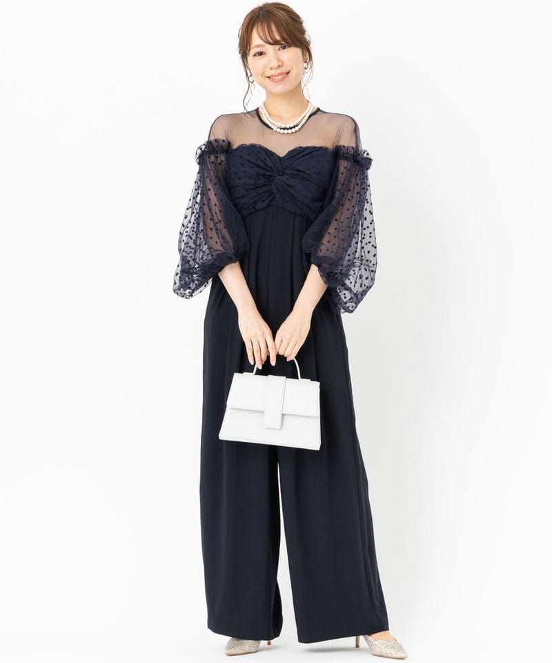 ANDRESD アンドレスド フロッキードットパンツドレス グレー系 x