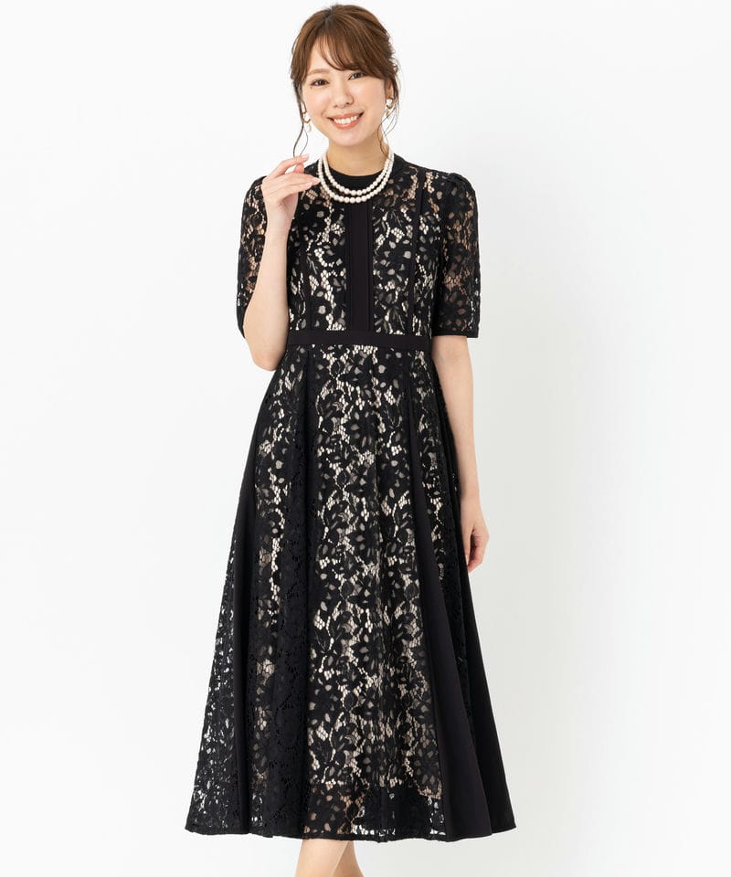CELFORD セルフォード ドッキングデザインレースドレス ブラック系