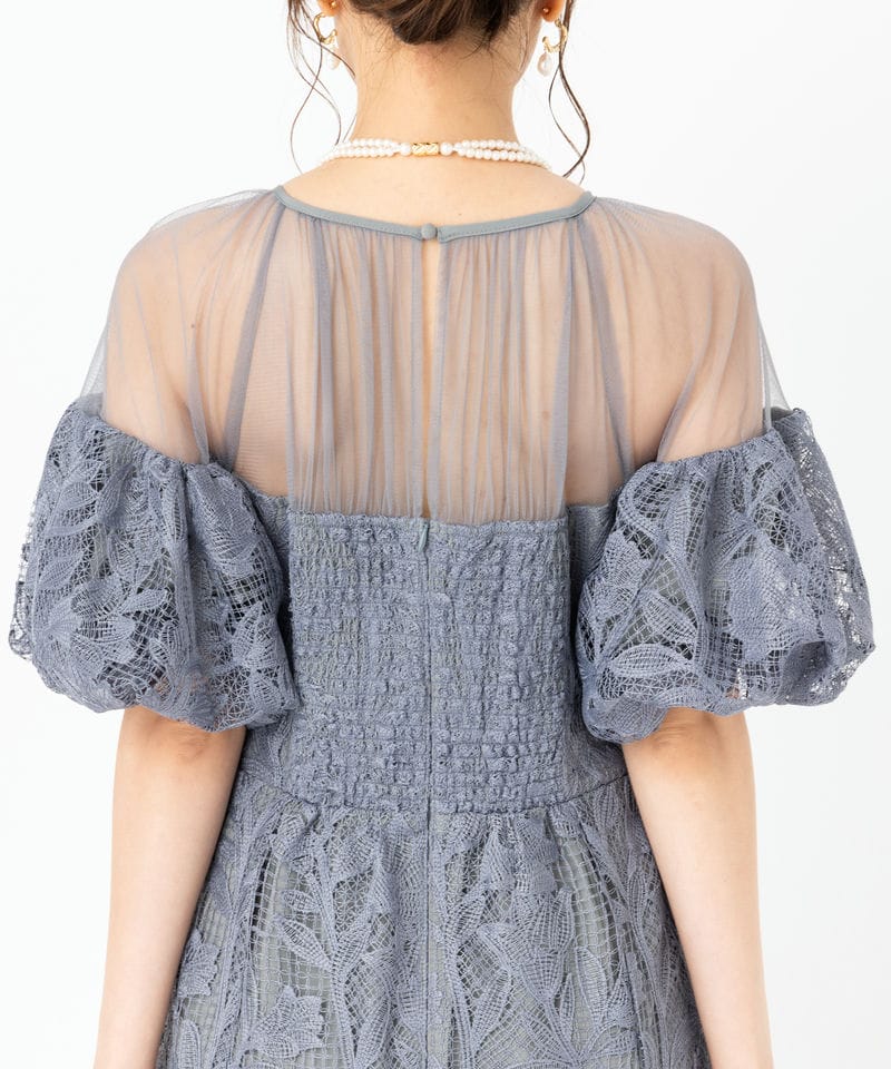 LE'RURE リルアー コットンレーススフレスリーブドレス グレー系