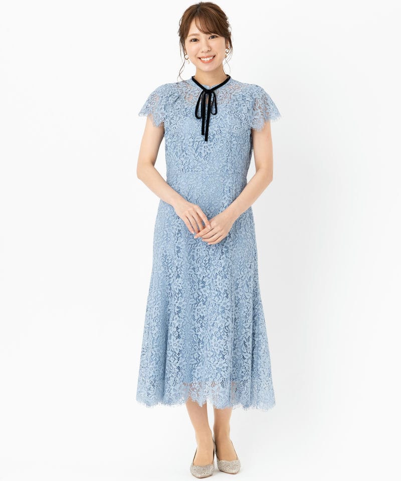 CELFORD セルフォード 配色ボウタイレースドレス ブルー系 | 結婚式