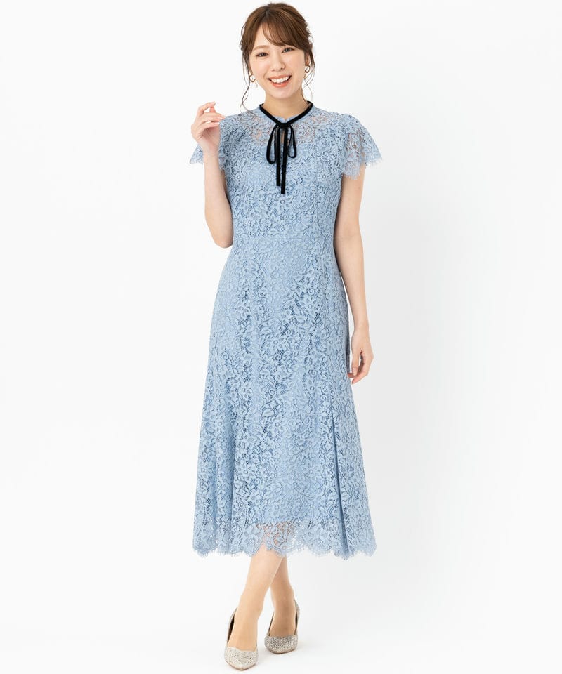 CELFORD セルフォード 配色ボウタイレースドレス ブルー系 | 結婚式