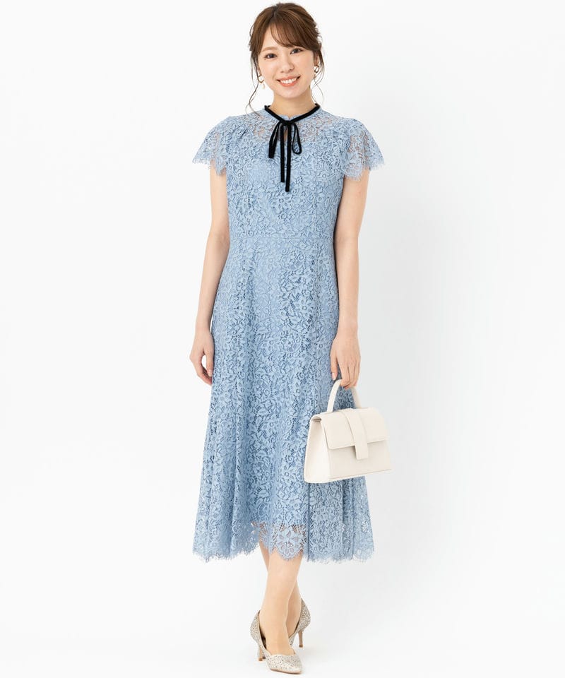 CELFORD セルフォード 配色ボウタイレースドレス ブルー系 | 結婚式