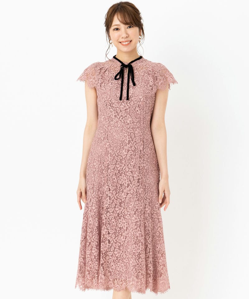 CELFORD セルフォード 配色ボウタイレースドレス ピンク系 | 結婚式