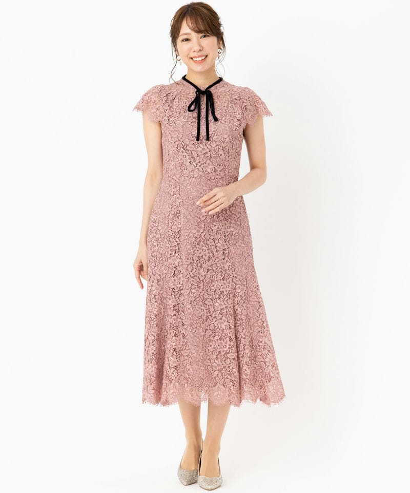 CELFORD セルフォード 配色ボウタイレースドレス ピンク系 | 結婚式