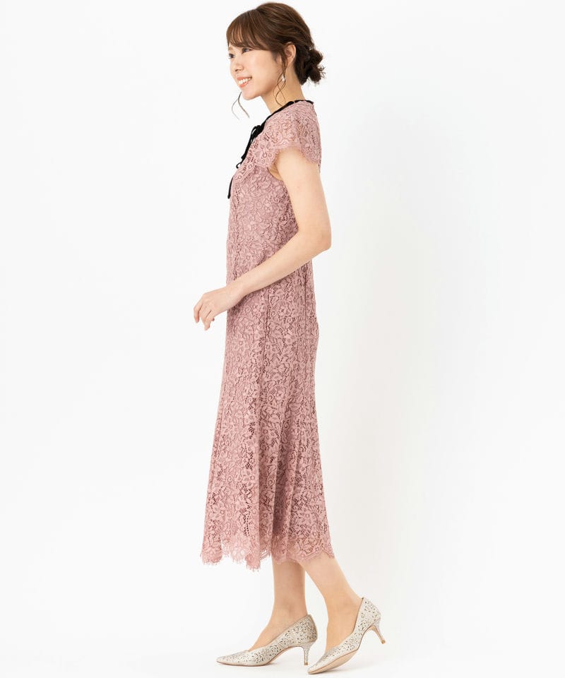 CELFORD セルフォード 配色ボウタイレースドレス ピンク系 | 結婚式