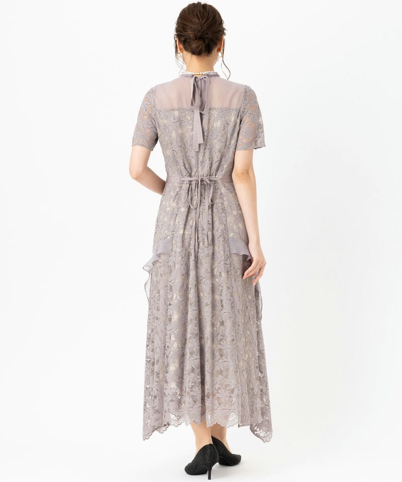 SNIDEL スナイデル シフォンフリルレースドレス グレー系 | 結婚式