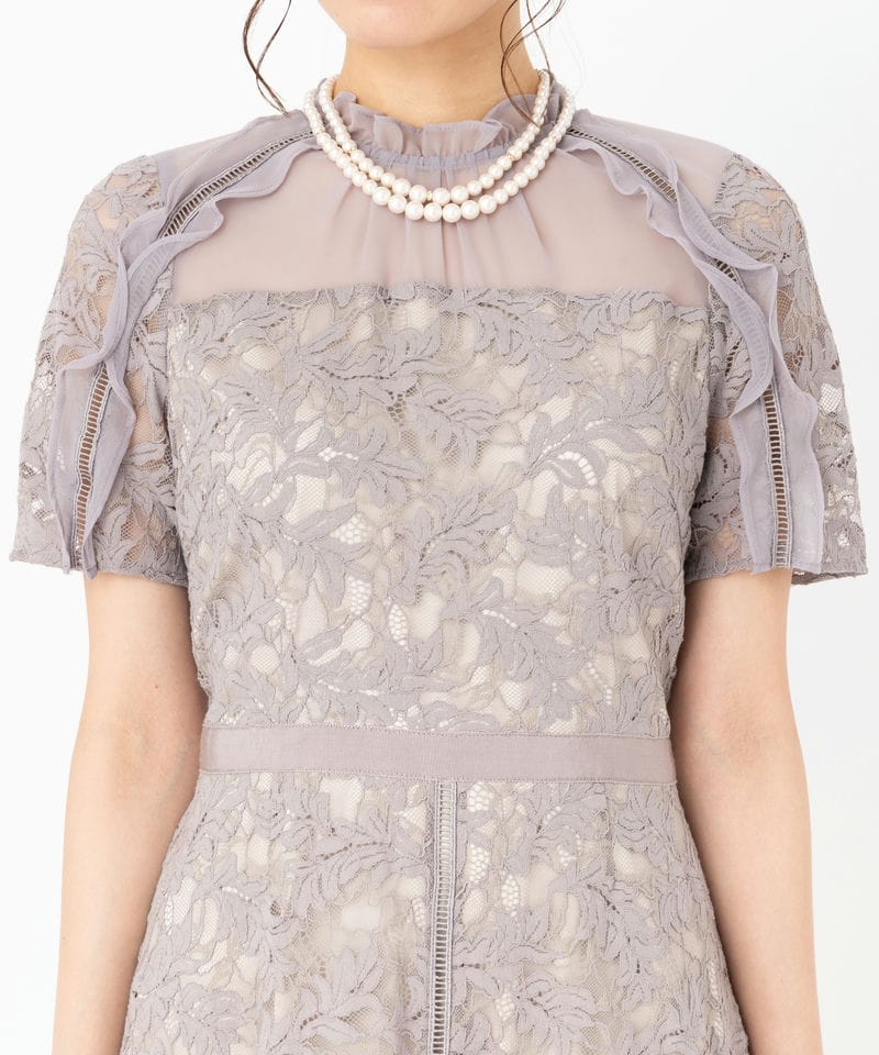 SNIDEL スナイデル シフォンフリルレースドレス グレー系 | 結婚式 SNIDEL スナイデル シフォンフリルレースドレス グレー系 | 結婚式