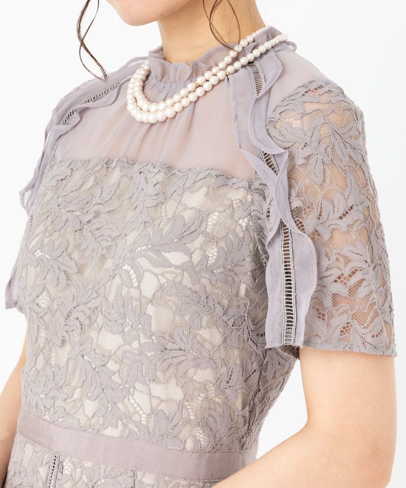 SNIDEL スナイデル シフォンフリルレースドレス グレー系 | 結婚 SNIDEL スナイデル シフォンフリルレースドレス グレー系 | 結婚