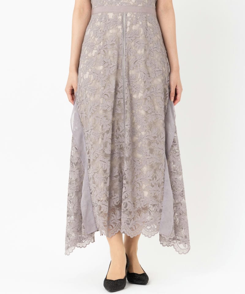 SNIDEL スナイデル シフォンフリルレースドレス グレー系 | 結婚式