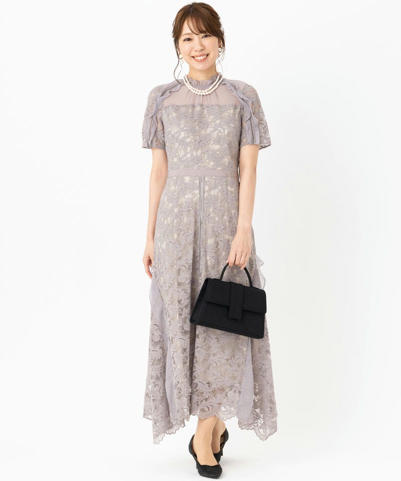 SNIDEL シフォンフリルレースドレス SNIDEL スナイデル シフォンフリルレースドレス グレー系 | 結婚式