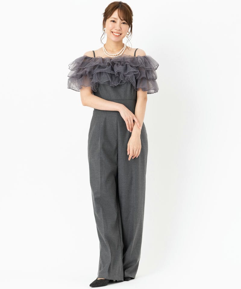 SNIDEL スナイデル チュールボレロセットオールインワン ブラック系