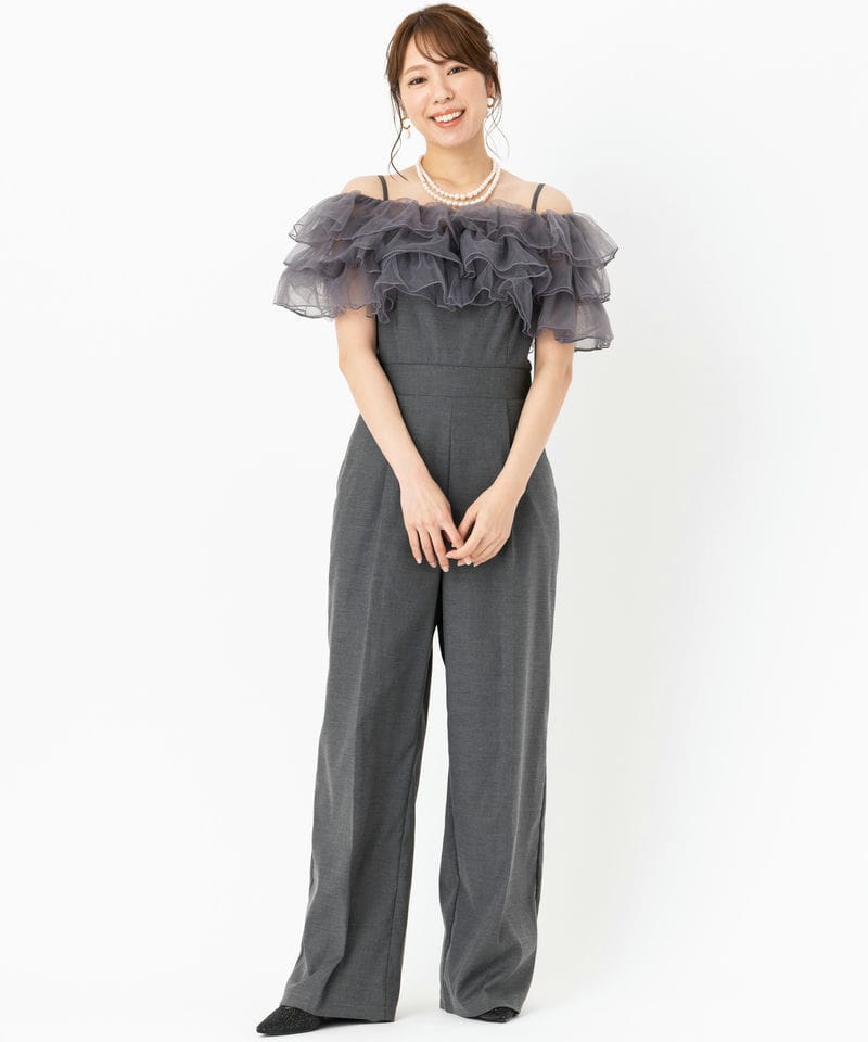 SNIDEL スナイデル フリルオールインワン グレー系 | 結婚式パーティー
