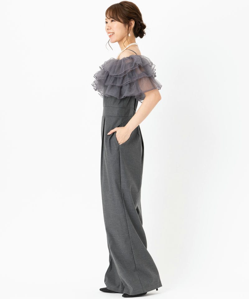 SNIDEL スナイデル フリルオールインワン グレー系 | 結婚式パーティー