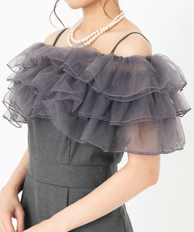 SNIDEL　フリルオールインワン SNIDEL スナイデル フリルオールインワン グレー系 | 結婚式パーティー