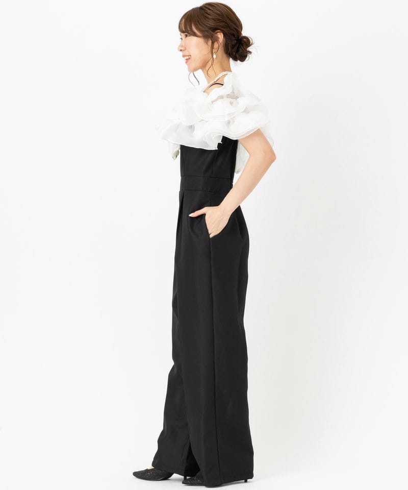 SNIDEL スナイデル フリルオールインワン ブラック系 | 結婚式