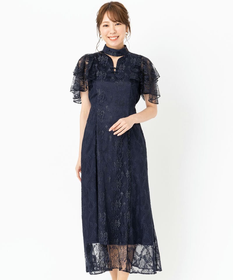 新品 LILY BROWN レースチャイナドレス ネイビー サイズ1 LilyBrown リリーブラウン レースチャイナドレス ネイビー系 | 結婚式