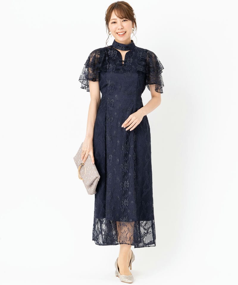 新品 LILY BROWN レースチャイナドレス ネイビー サイズ1 LilyBrown リリーブラウン レースチャイナドレス ネイビー系 | 結婚式