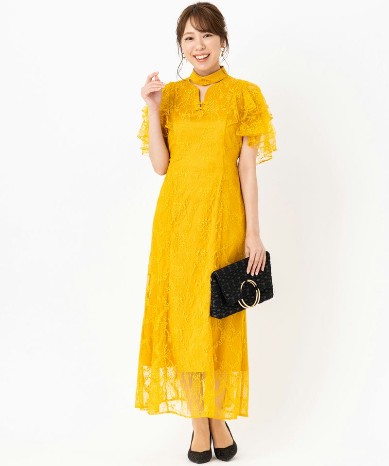 LilyBrown リリーブラウン レースチャイナドレス イエロー系 | 結婚式