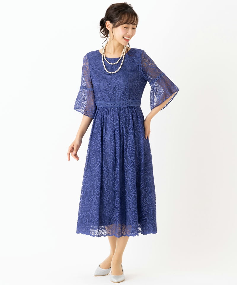 Aimer エメ フレアスリーブハシゴレースドレス ブルー系 | 結婚式