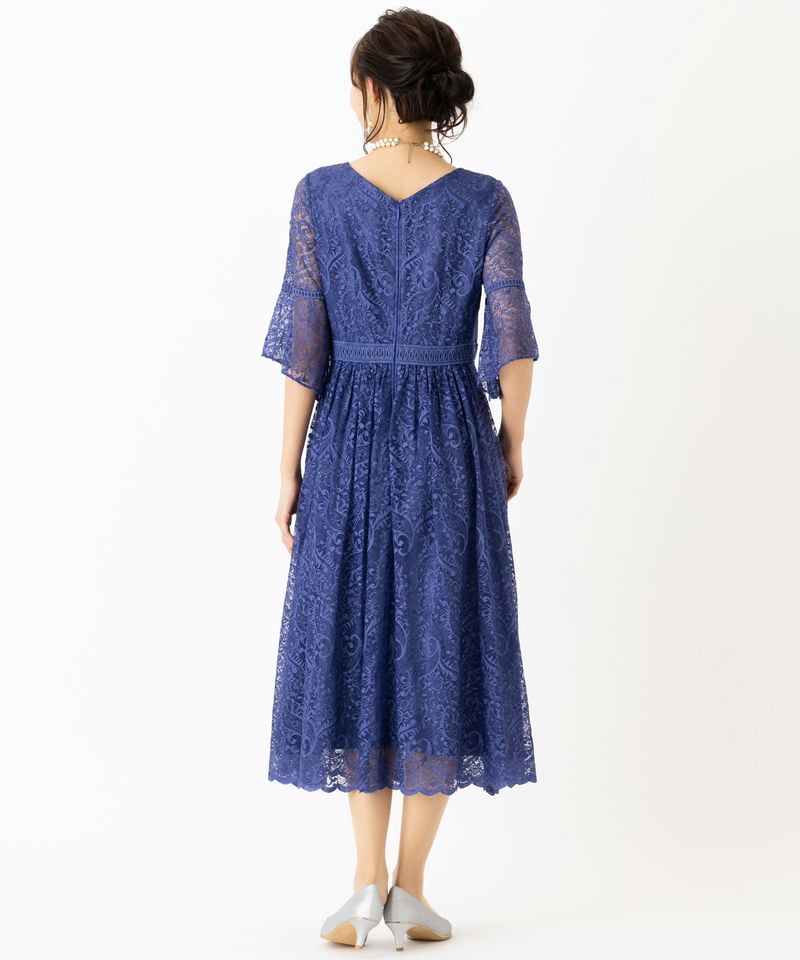 Aimer エメ フレアスリーブハシゴレースドレス ブルー系 | 結婚式