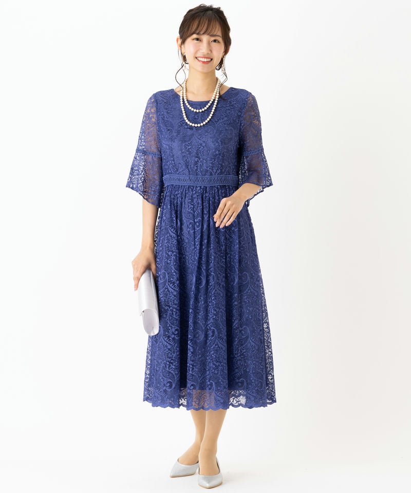 Aimer エメ フレアスリーブハシゴレースドレス ブルー系 | 結婚式
