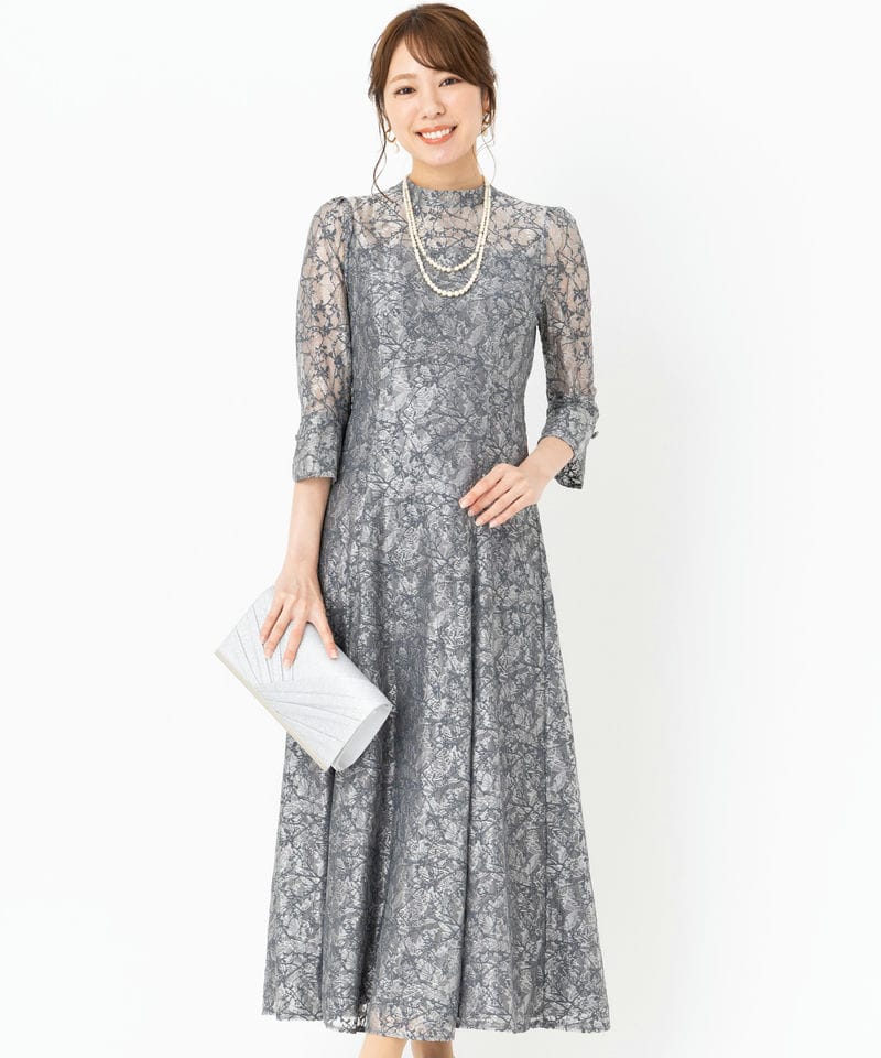 Aimer 【ドレス3点セット】エメ ベロアリボン付きラメレースドレス