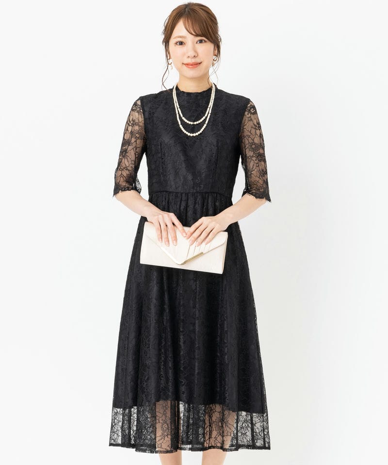 Aimer 【ドレス3点セット】エメ ラッセルレース7分袖ロングドレス