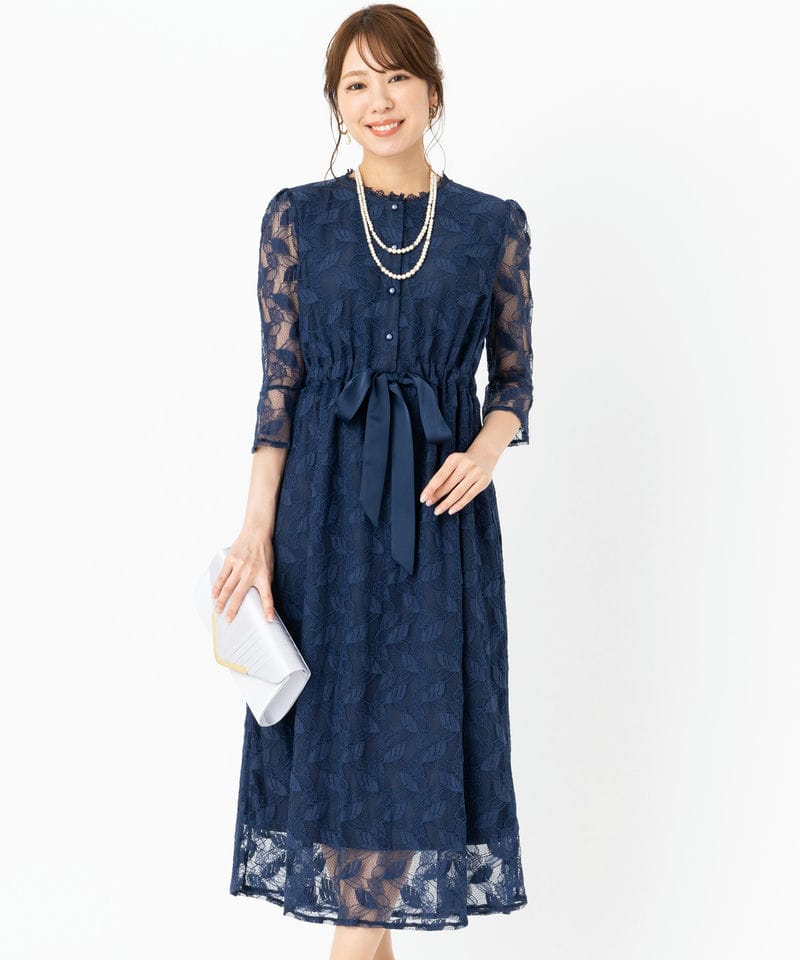 Select Shop 【授乳・マタニティードレスセット】リーフ柄総レース7分