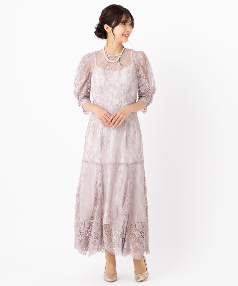 SNIDEL スナイデル ヘムボリュームレースドレス その他 x ピンク系 x