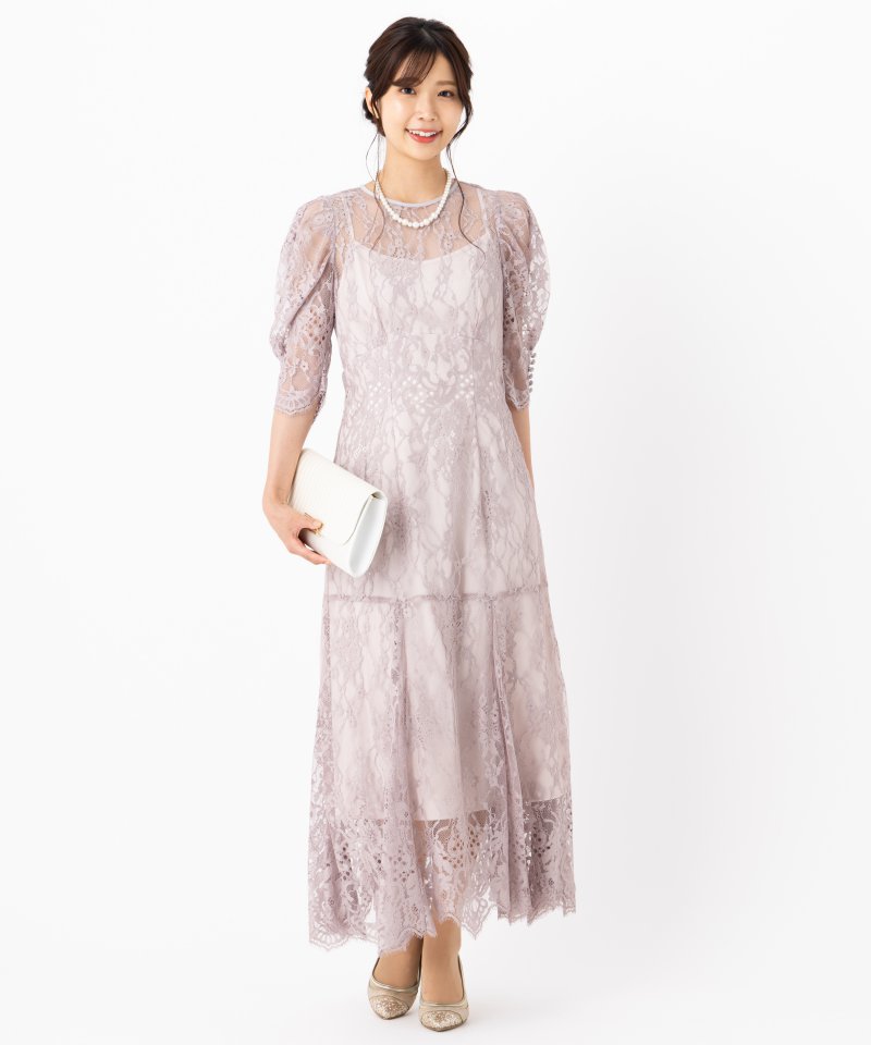 SNIDEL スナイデル ヘムボリュームレースドレス その他 x ピンク系 x