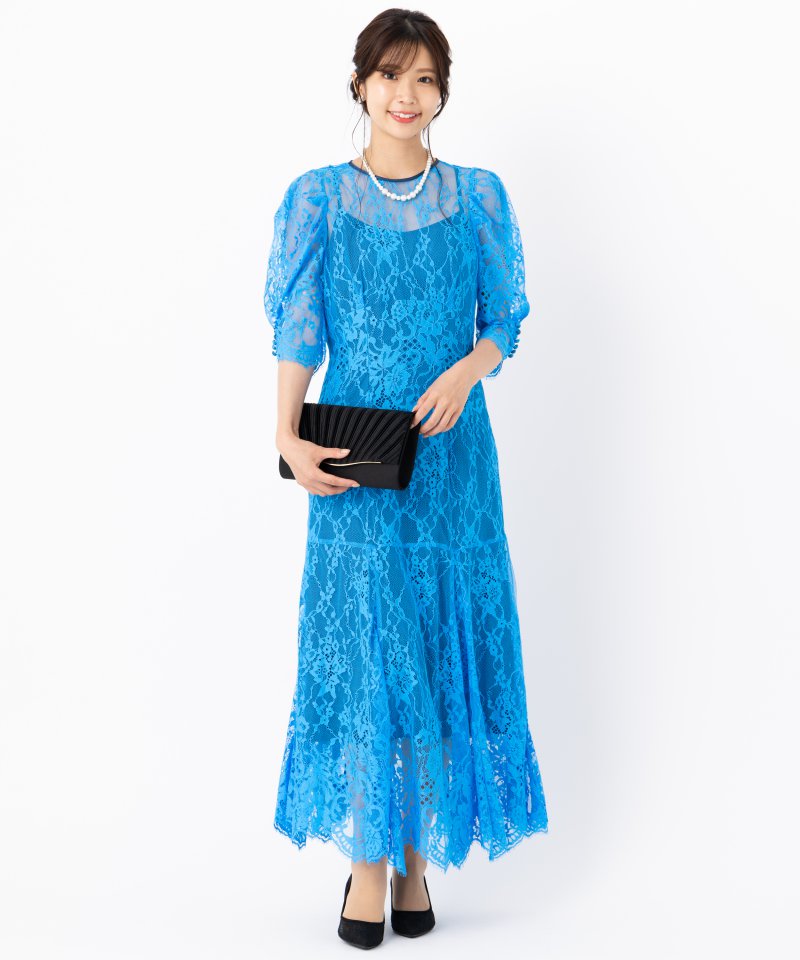 SNIDEL スナイデル ヘムボリュームレースドレス ブルー系 | 結婚式