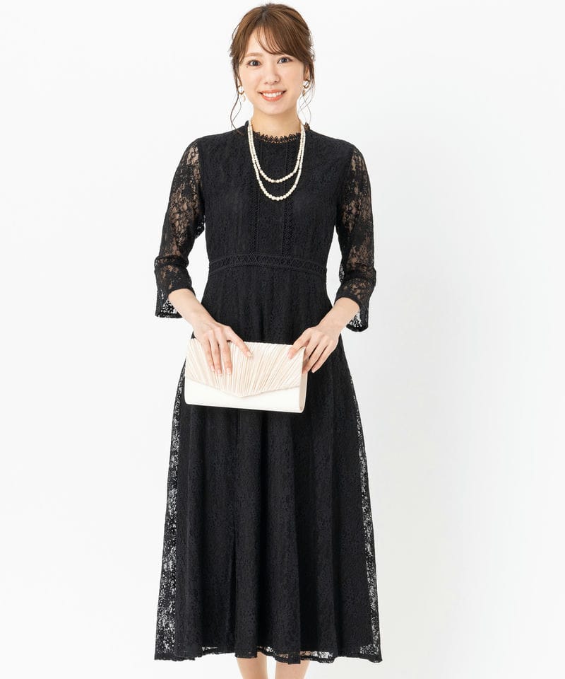 Aimer 【ドレス3点セット】エメ ラッセルレース7分袖ロングドレス